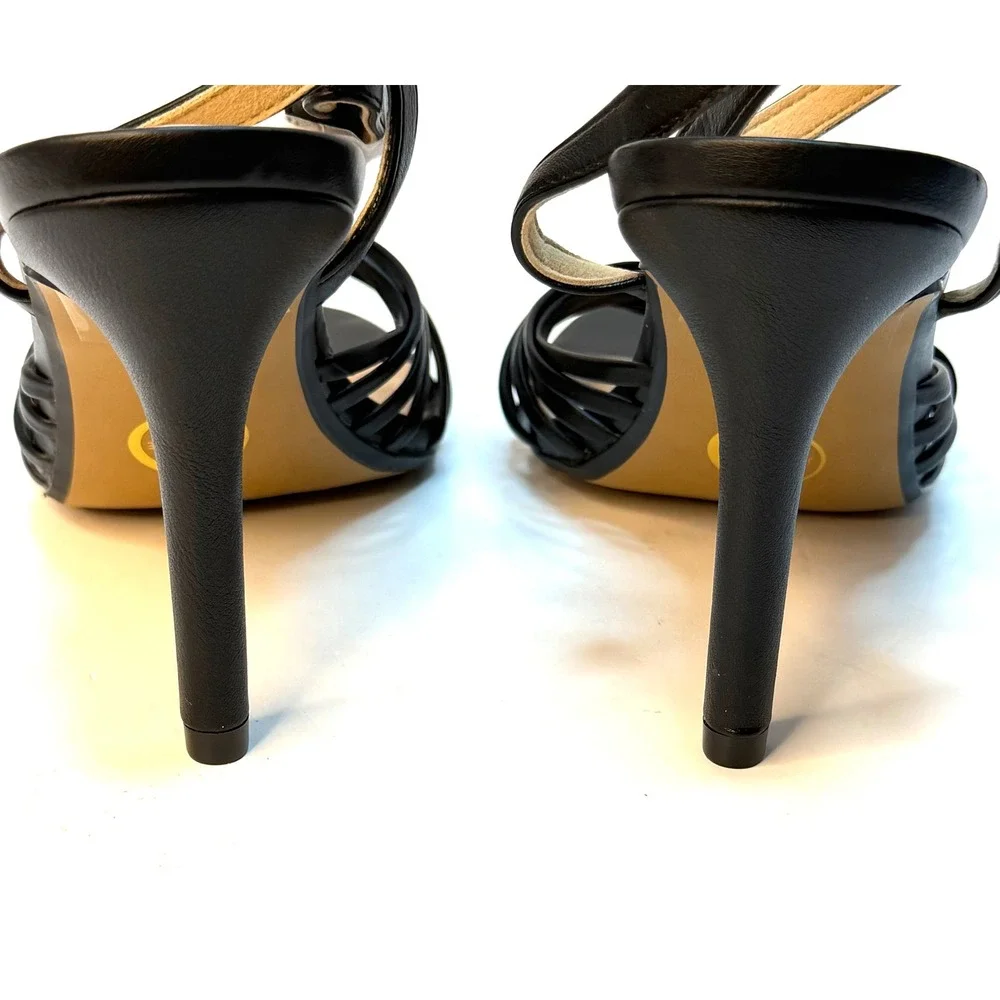 Journee Collection Women Vanita Stiletto Strappy Dress Sandals Black Size 8W NWT